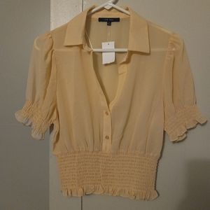 Sheer cream/tan cropped shirt